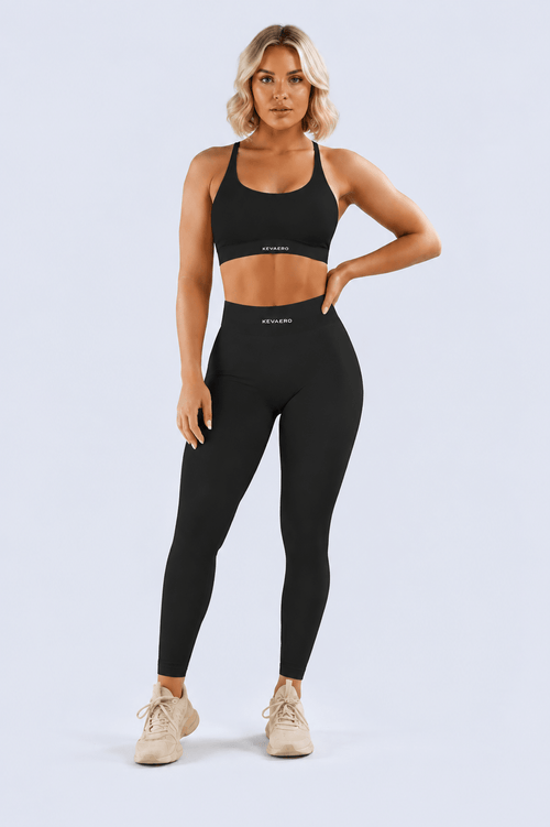 KEVAERO Sculpt Set – Black – jeweils 90 % Nylon, 10 % Elasthan | Activewear Set – KEVAERO