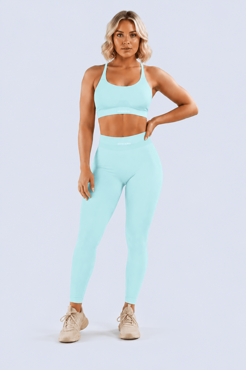 KEVAERO Sculpt Set – Ice Blue – jeweils 90 % Nylon, 10 % Elasthan | Activewear Set – KEVAERO